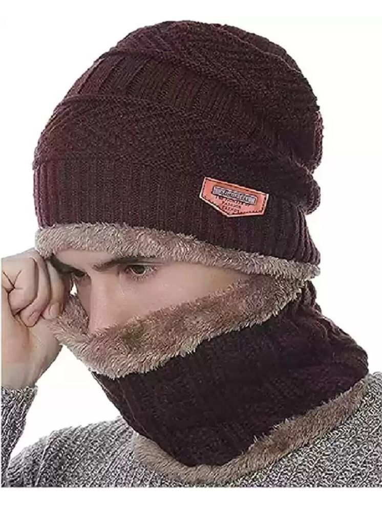     			BAYEMA Pack of 2 Woollen Men's Cap ( Brown )