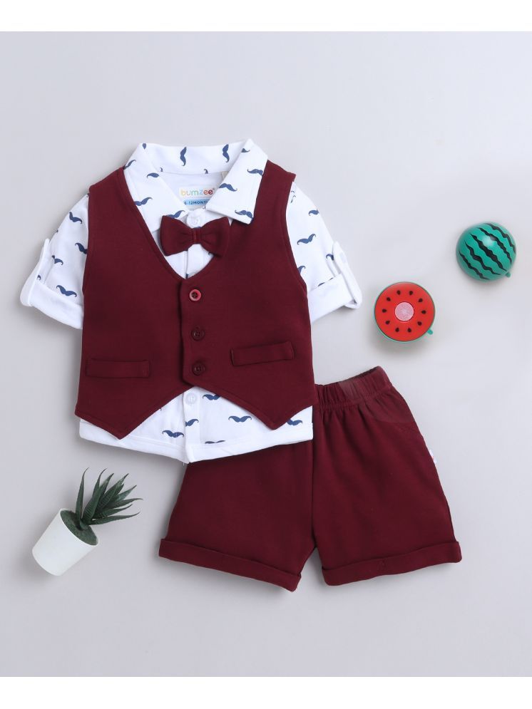     			BUMZEE Pack of 1 Baby Boys Cotton Shirt & Shorts ( Maroon )