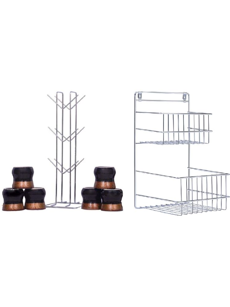     			Green Tales Silver Stainless Steel Wall mount Stand ( Pack of 2 )