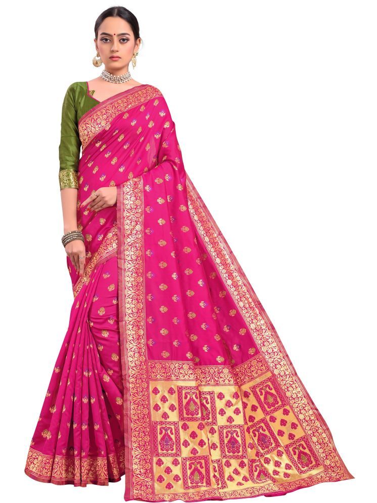     			Sariya Pack of 1 Jacquard Woven Saree With Blouse Piece ( Pink )