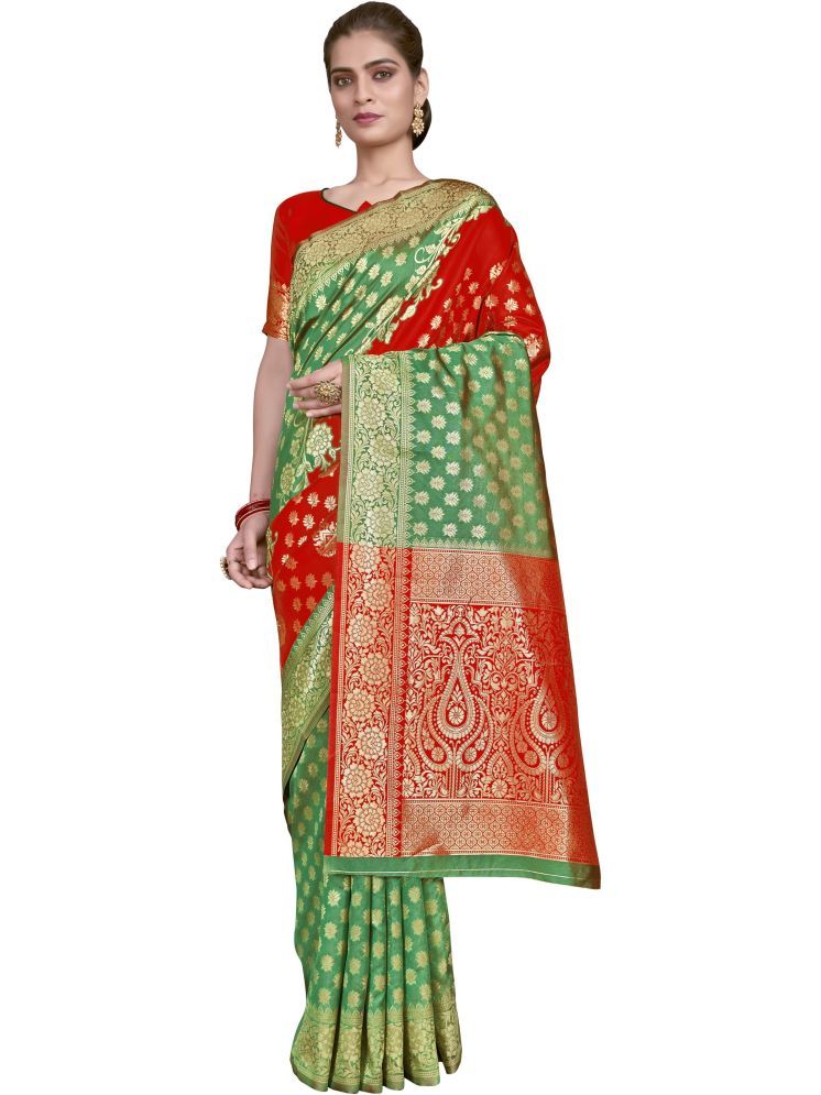     			Sariya Pack of 1 Jacquard Woven Saree With Blouse Piece ( Green )