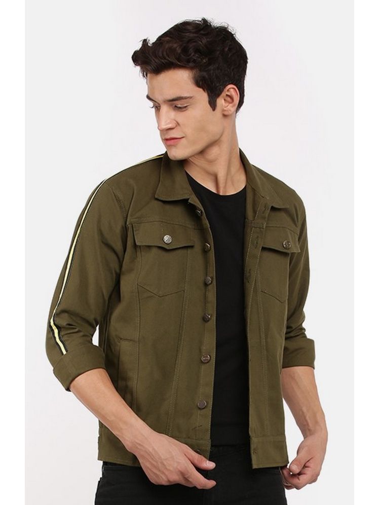     			VOGATI Denim Men's Denim Jacket - Olive ( Pack of 1 )