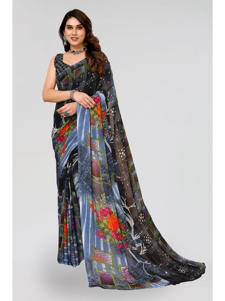     			ANAND SAREES Pack of 1 Georgette Printed Saree With Blouse Piece ( Blue )