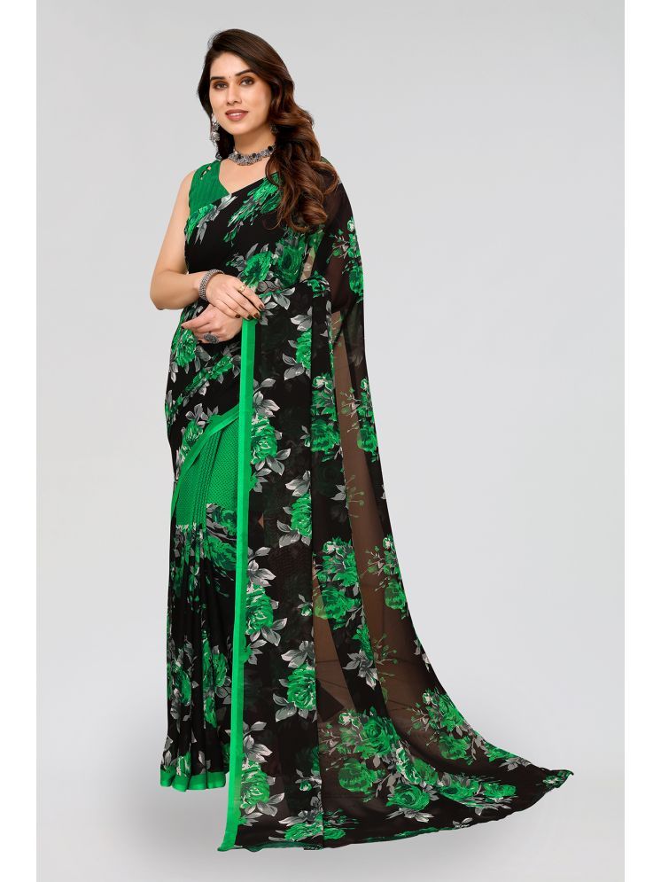     			ANAND SAREES Pack of 1 Georgette Printed Saree With Blouse Piece ( Green )