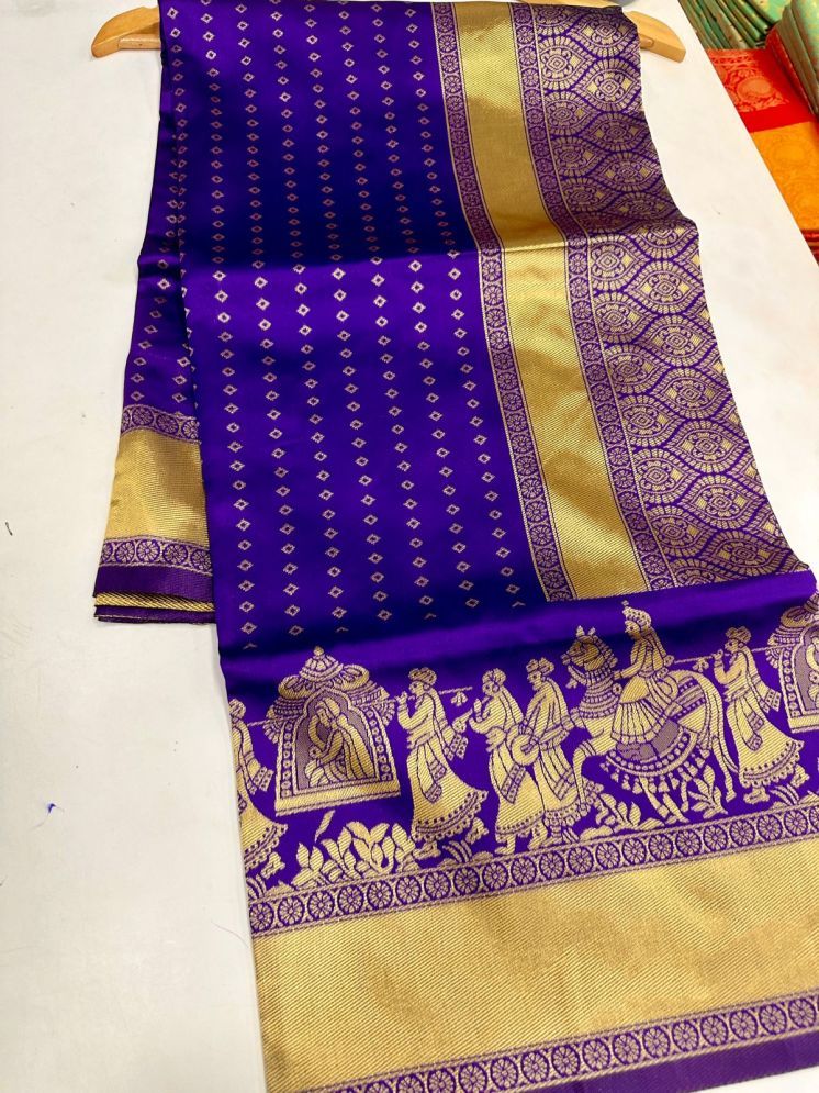     			Apnisha Pack of 1 Silk Blend Solid Saree With Blouse Piece ( Purple )