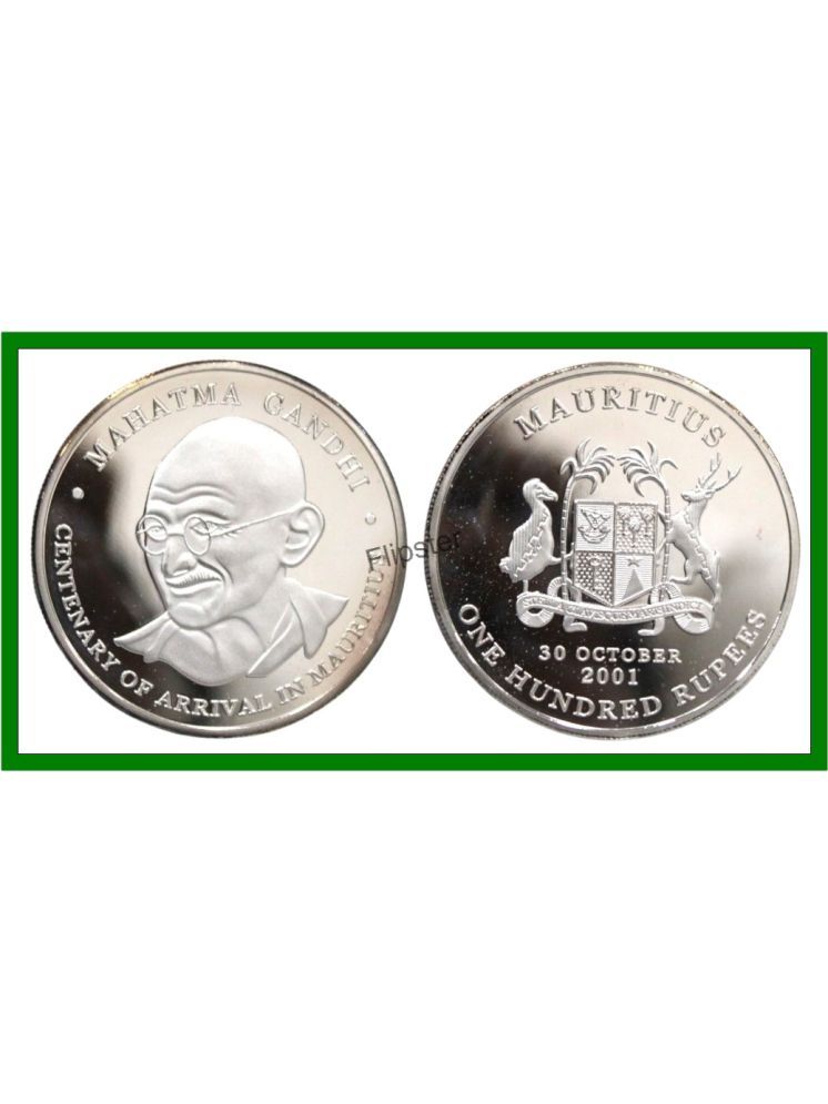     			100 Rupees 2001CENTENARY OF ARRIVAL IN MAURITIUS OF MAHATMA GANDHI old Coin Collection