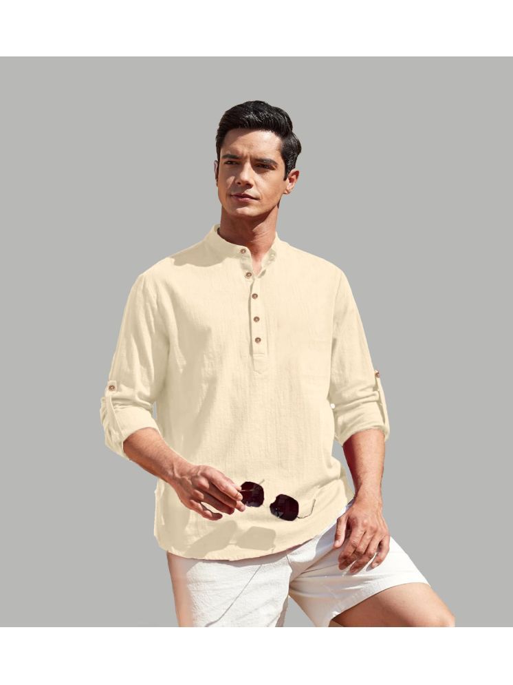     			Apektra Beige Cotton Blend Men's Shirt Style Kurta ( Pack of 1 )