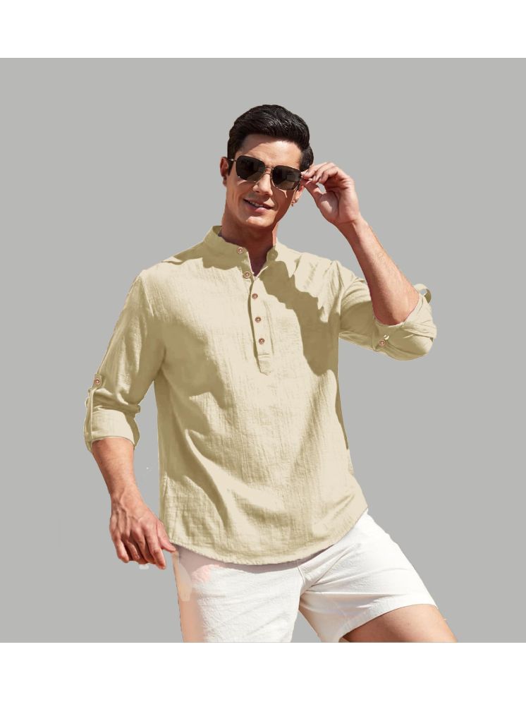     			Apektra Beige Cotton Blend Men's Shirt Style Kurta ( Pack of 1 )