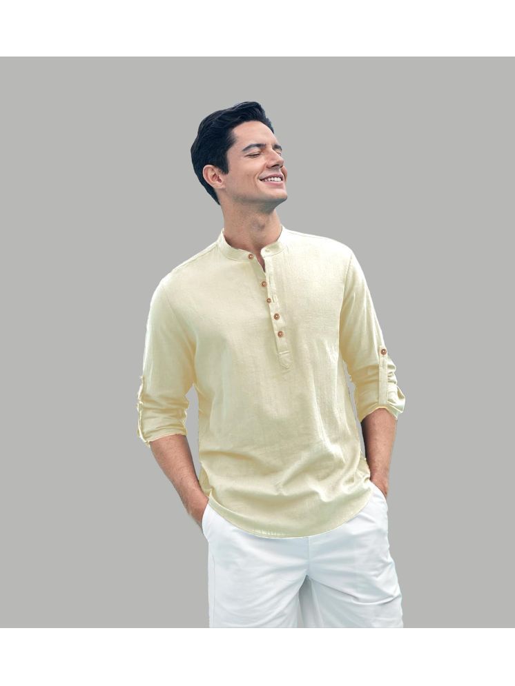     			Apektra Beige Cotton Blend Men's Shirt Style Kurta ( Pack of 1 )