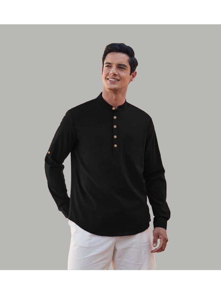     			Apektra Black Cotton Blend Men's Shirt Style Kurta ( Pack of 1 )