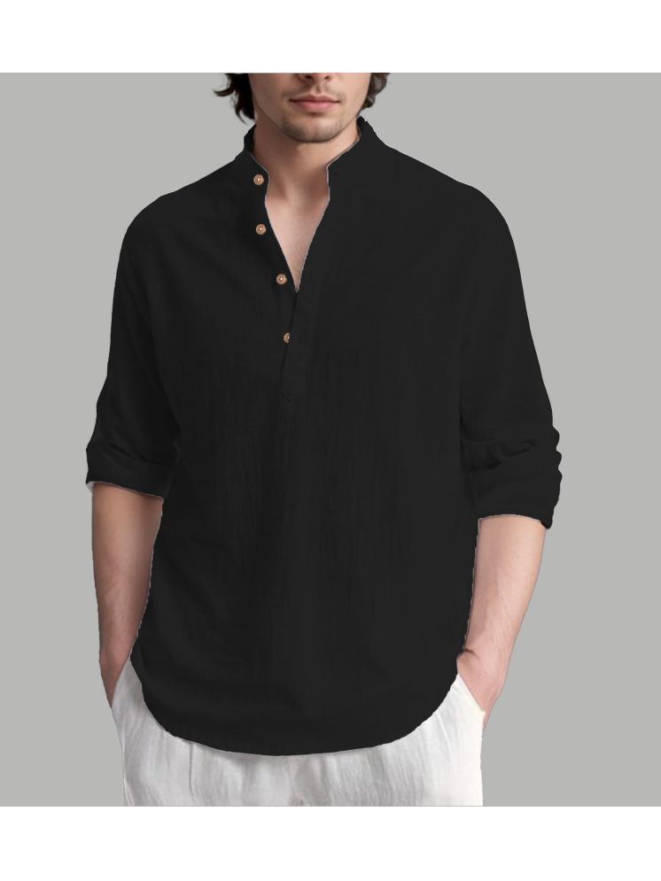     			Apektra Black Cotton Blend Men's Shirt Style Kurta ( Pack of 1 )