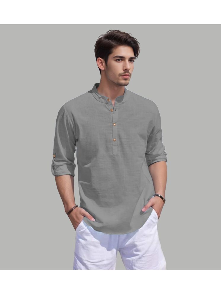     			Apektra Grey Cotton Blend Men's Shirt Style Kurta ( Pack of 1 )