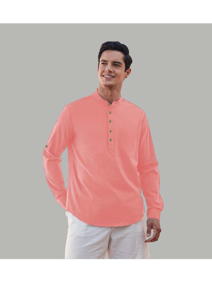     			Apektra Peach Cotton Blend Men's Shirt Style Kurta ( Pack of 1 )