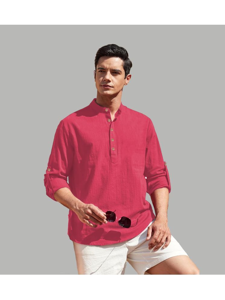     			Apektra Pink Cotton Blend Men's Shirt Style Kurta ( Pack of 1 )