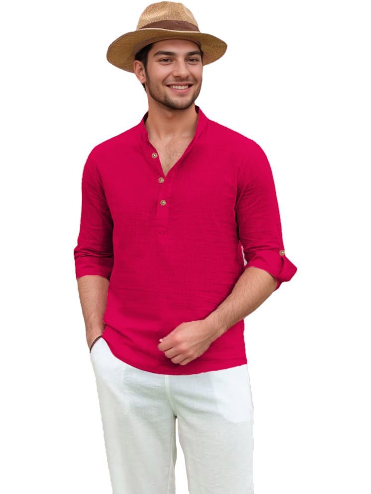     			Apektra Pink Cotton Blend Men's Shirt Style Kurta ( Pack of 1 )