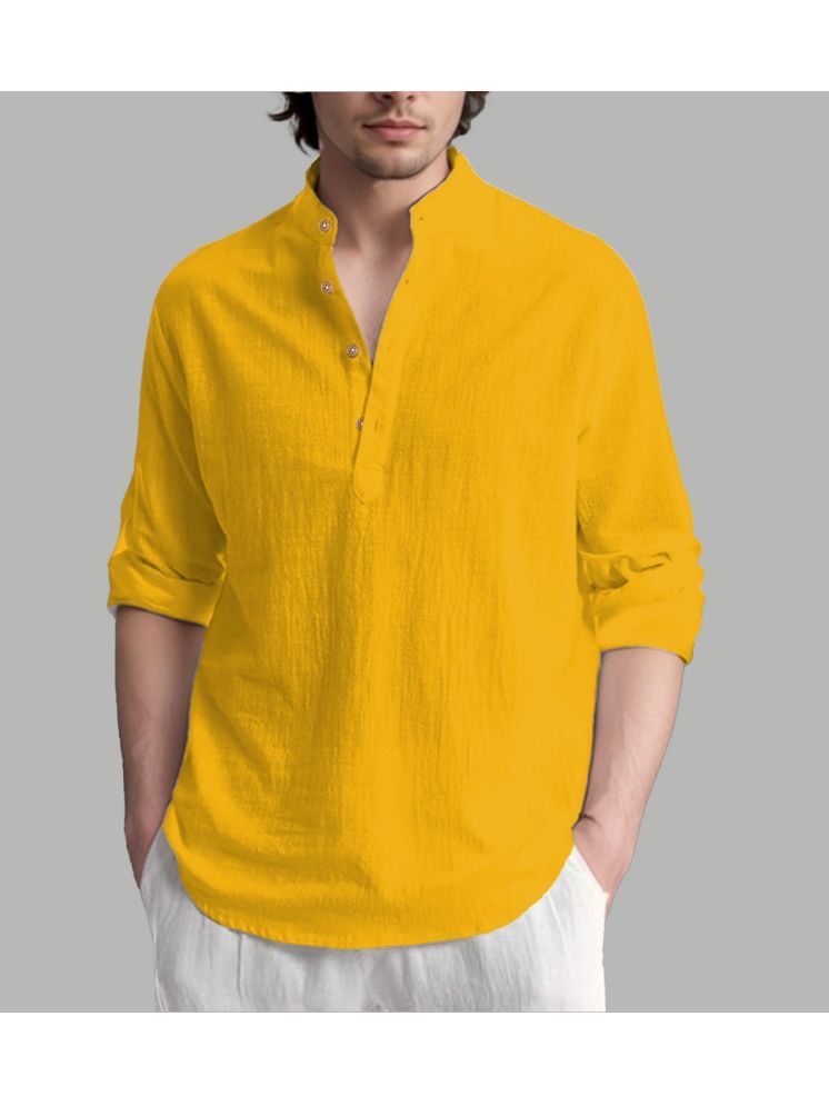     			Apektra Yellow Cotton Blend Men's Shirt Style Kurta ( Pack of 1 )