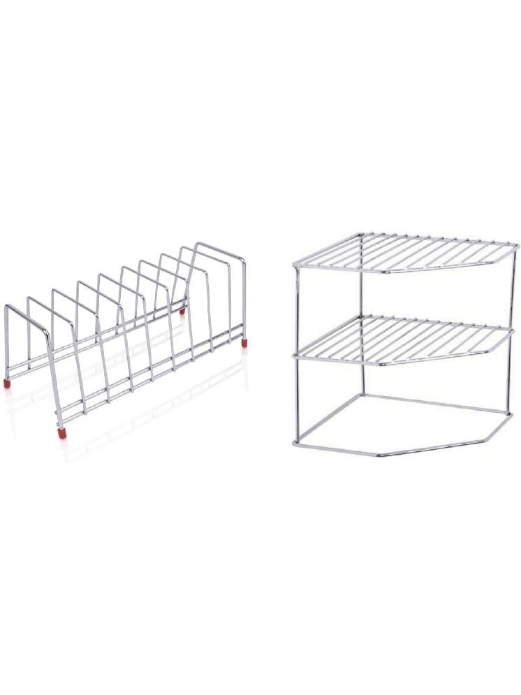     			Home Lane Silver Stainless Steel Dish Racks ( Pack of 2 )