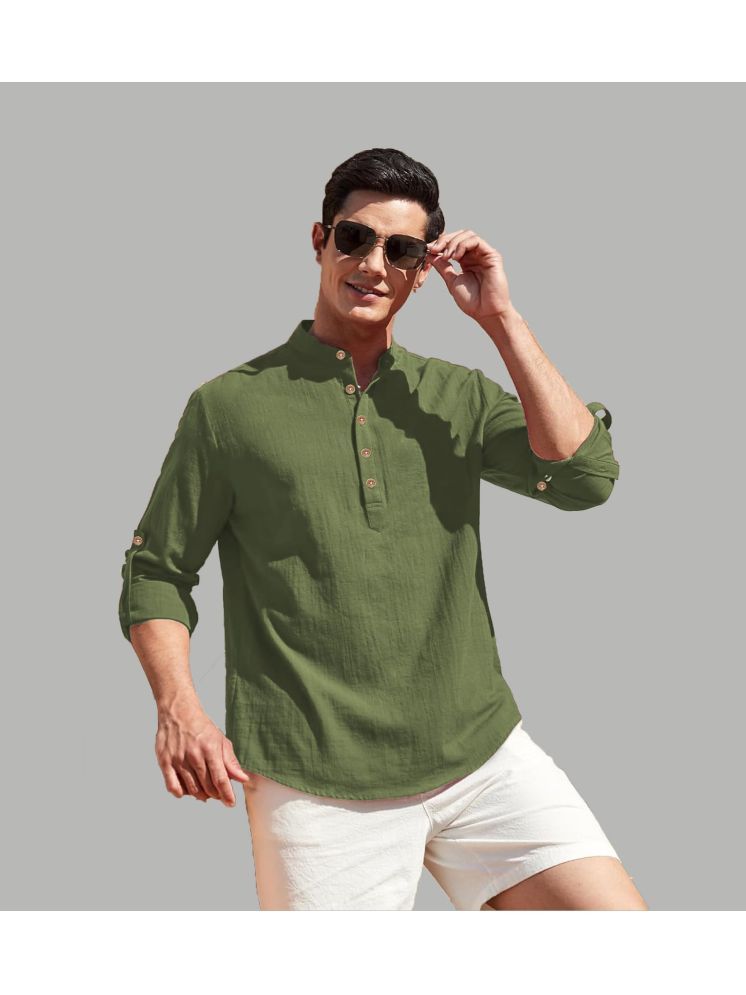     			TrendiVastra Light Green Cotton Blend Men's Shirt Style Kurta ( Pack of 1 )