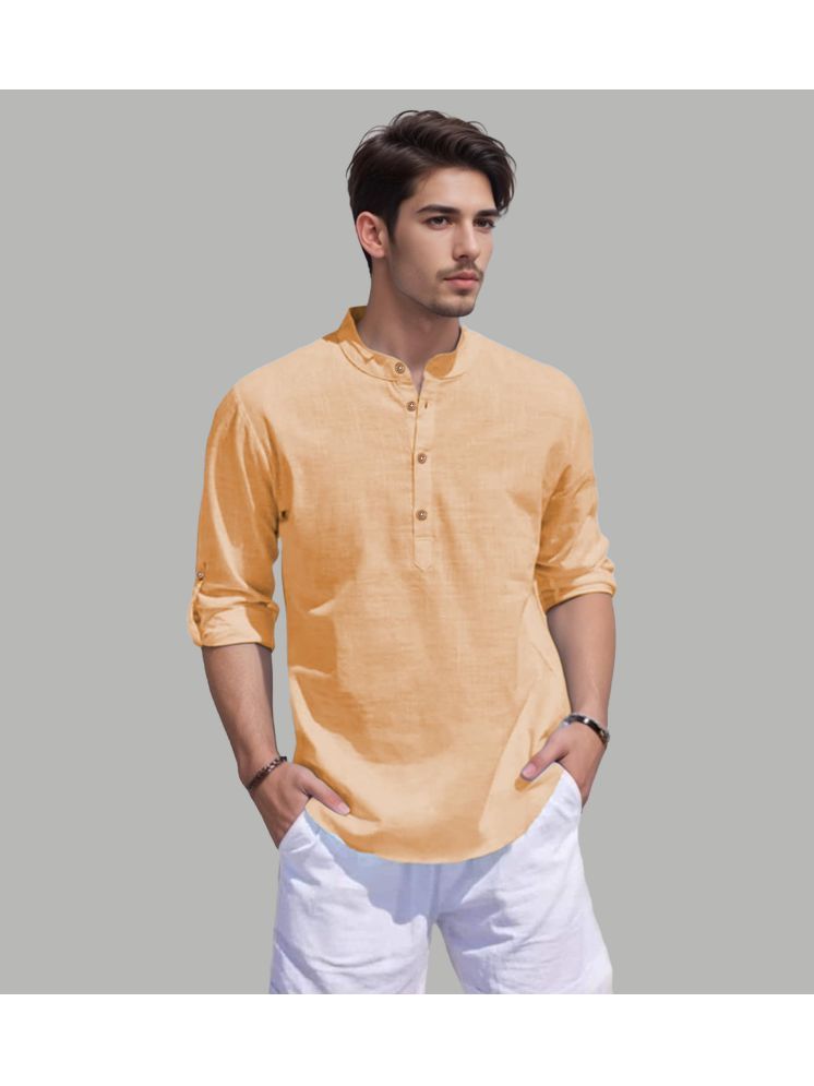     			TrendiVastra Orange Cotton Blend Men's Shirt Style Kurta ( Pack of 1 )