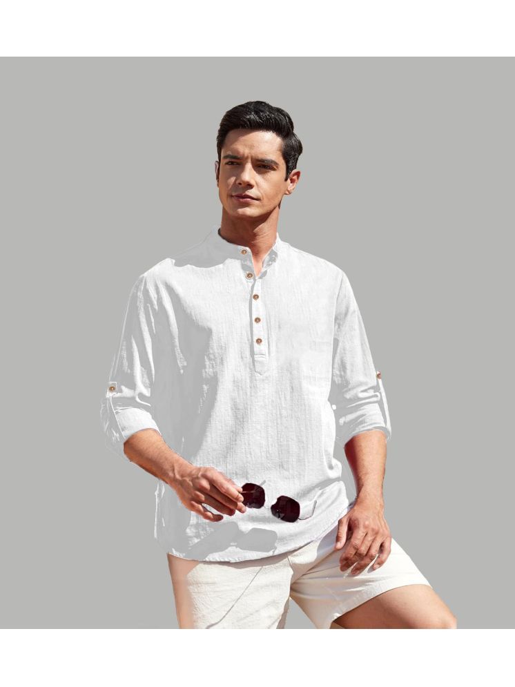     			TrendiVastra WHite Cotton Blend Men's Shirt Style Kurta ( Pack of 1 )