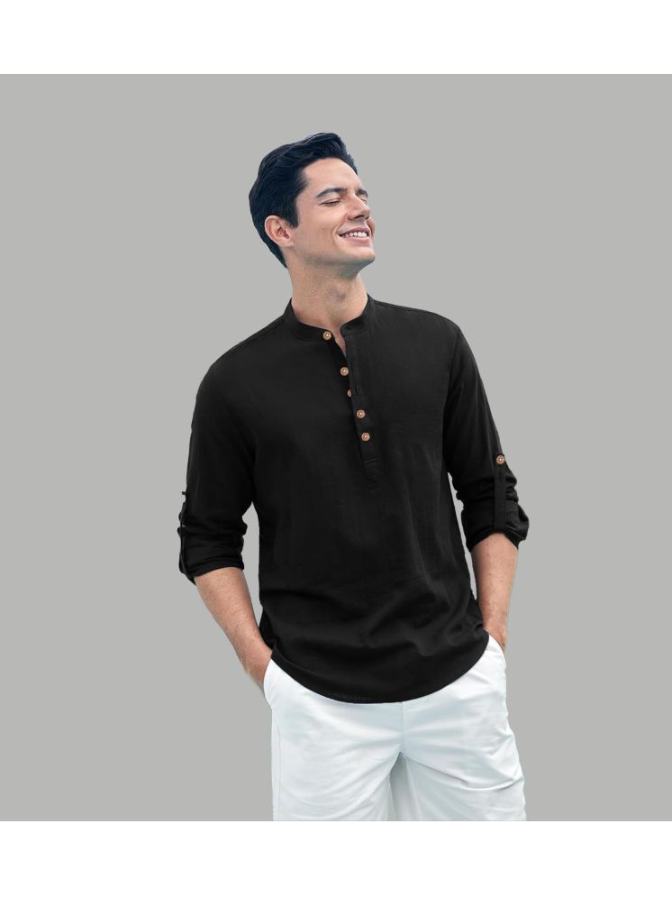     			UNI VIBE Black Cotton Blend Men's Shirt Style Kurta ( Pack of 1 )