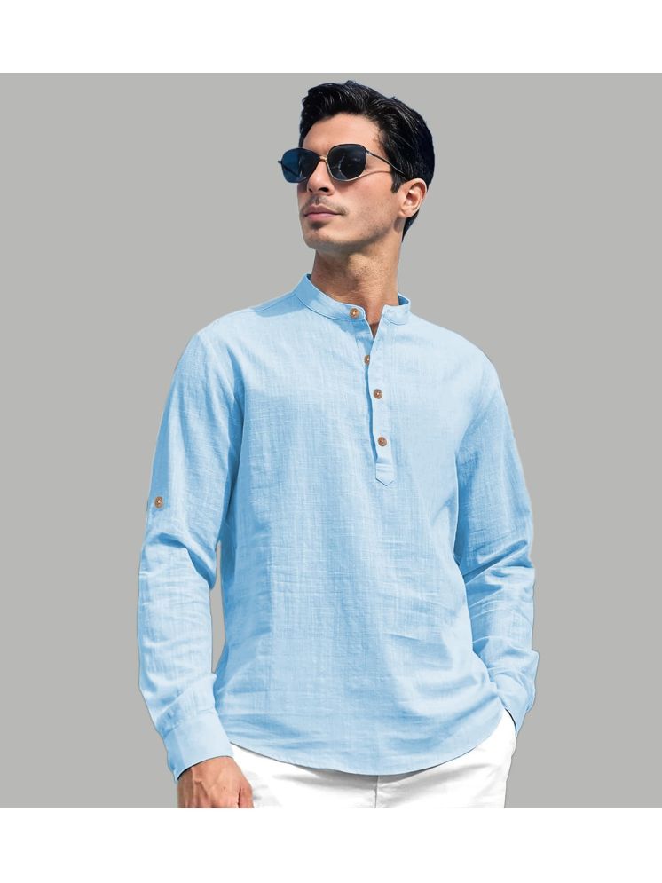     			UNI VIBE Sky Blue Cotton Blend Men's Regular Kurta ( Pack of 1 )