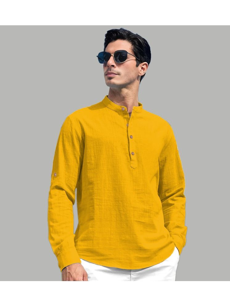     			UNI VIBE Yellow Cotton Blend Men's Regular Kurta ( Pack of 1 )