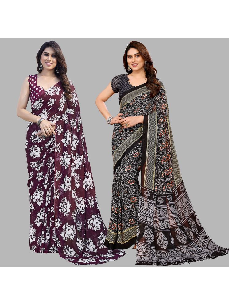     			ANAND SAREES Pack of 2 Georgette Printed Saree With Blouse Piece ( Multicolor )