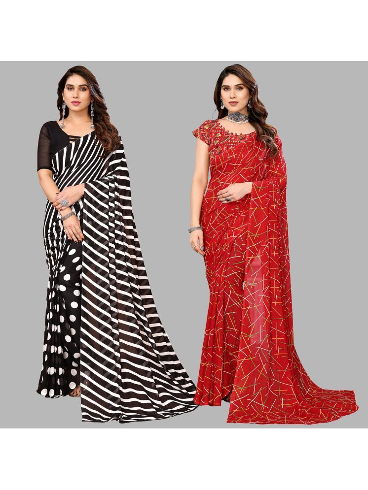     			ANAND SAREES Pack of 2 Georgette Printed Saree With Blouse Piece ( Multicolor )