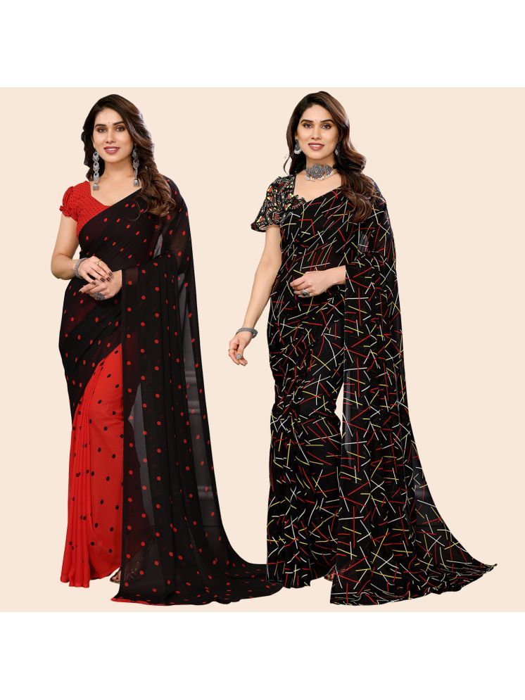     			ANAND SAREES Pack of 2 Georgette Printed Saree With Blouse Piece ( Multicolor )