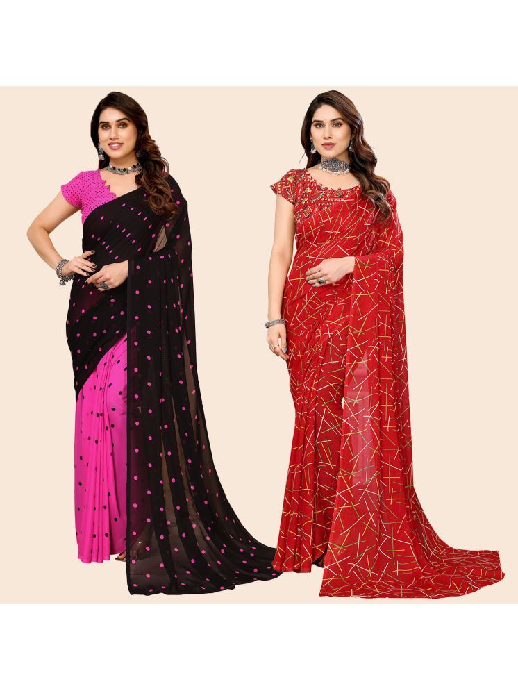     			ANAND SAREES Pack of 2 Georgette Printed Saree With Blouse Piece ( Multicolor )