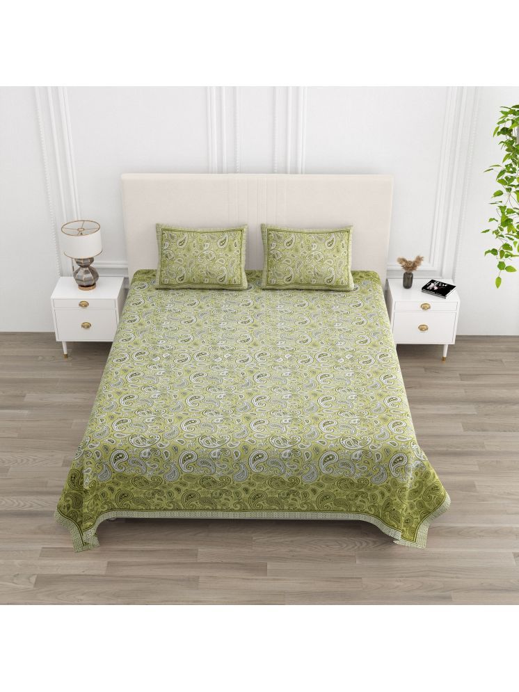     			Jinaya Cotton 1 Double King Bedsheet with 2 Pillow Covers ( Green )