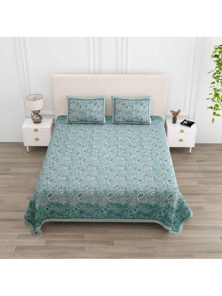     			Jinaya's Cotton 1 Double King Bedsheet with 2 Pillow Covers ( Blue )