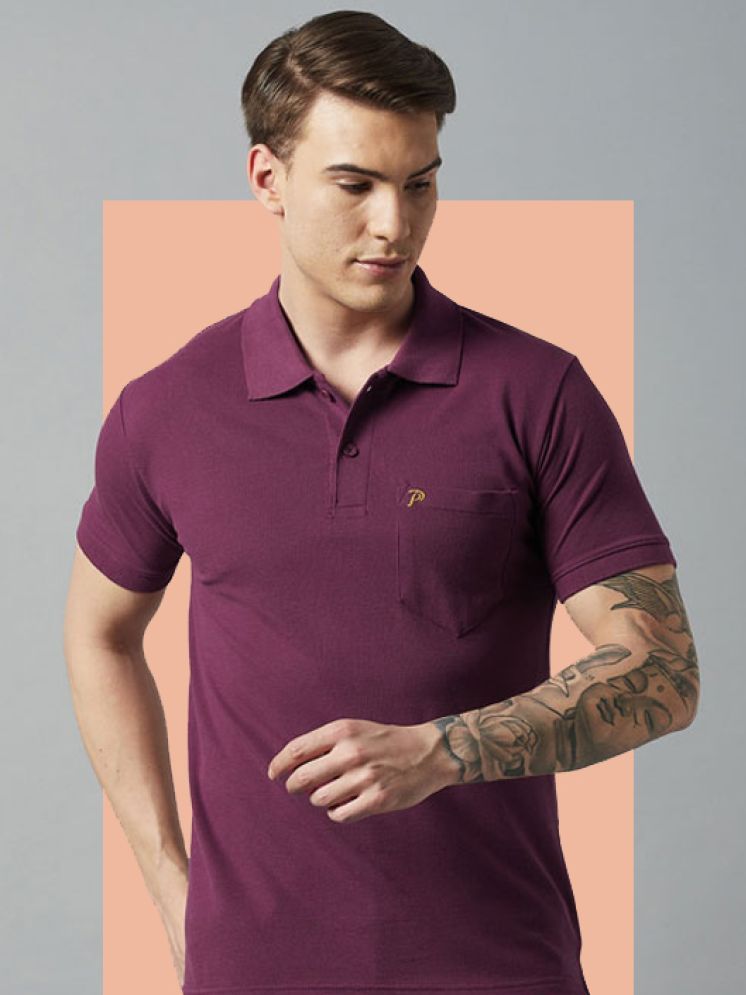     			Promount Pack of 1 Cotton Blend Regular Fit Solid Half Sleeves Men's Polo T Shirt ( Wine )