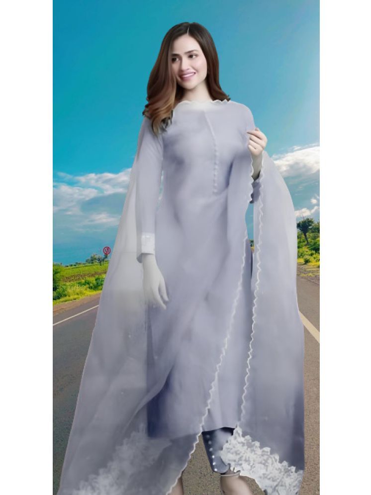     			RUTSH CREATION Cotton Self Design Kurti With Pants Women's Stitched Salwar Suit - Light Grey ( Pack of 1 )