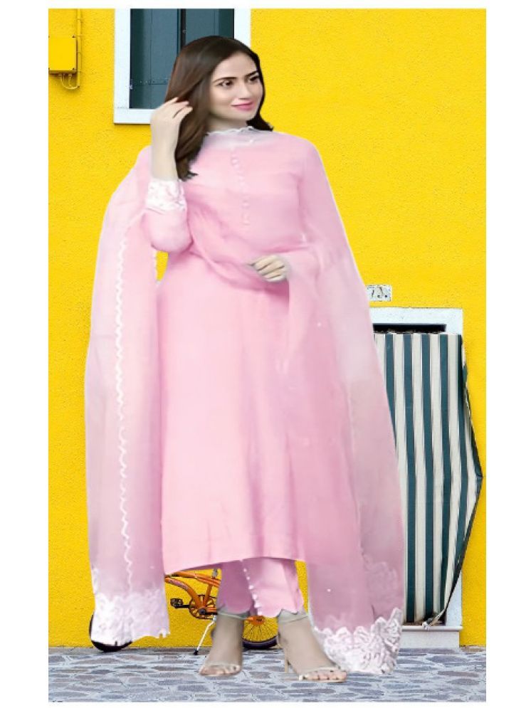     			RUTSH CREATION Cotton Self Design Kurti With Pants Women's Stitched Salwar Suit - Pink ( Pack of 1 )