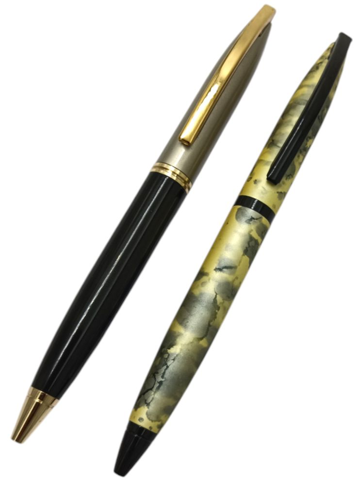     			auteur Executive Series 156 Black Golden Clip & Marble Yellow Designer Metal Body Gift Ball Pen  (Pack of 2, Ink Color - Blue)