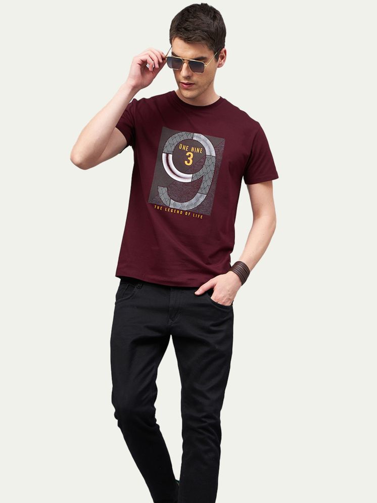     			Promount Pack of 1 Cotton Blend Regular Fit Printed Half Sleeves Men's Polo T Shirt ( Wine )