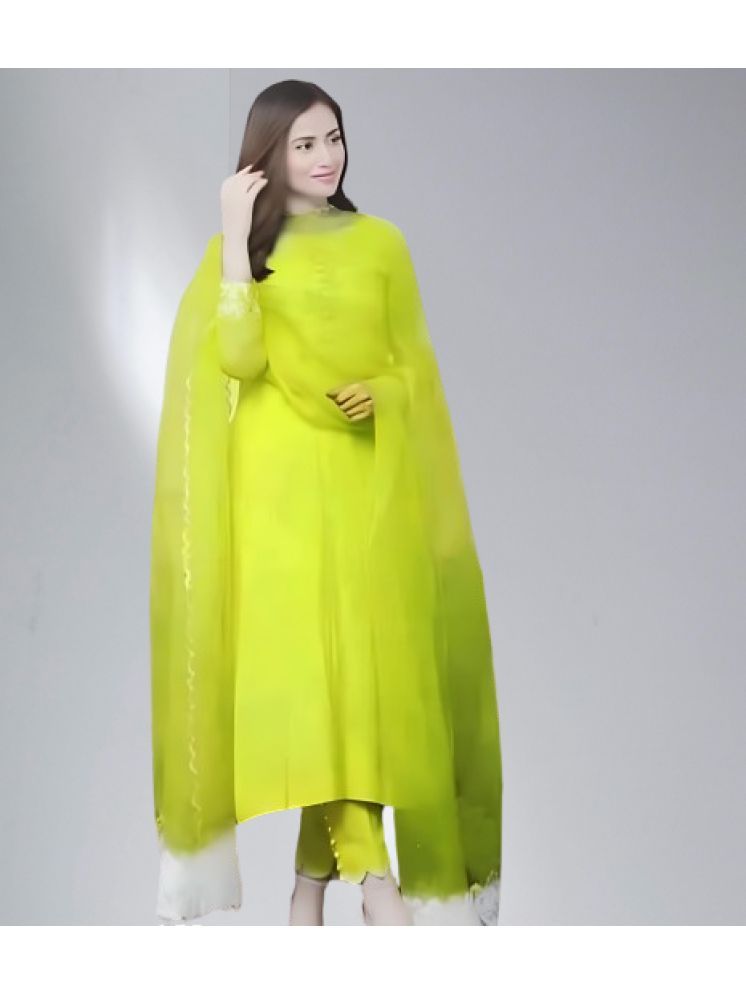     			RUTSH CREATION Cotton Solid Kurti With Pants Women's Stitched Salwar Suit - Lime Green ( Pack of 1 )