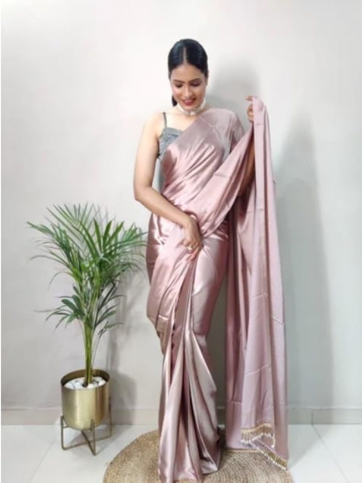     			Samai Pack of 1 Satin Solid Saree With Blouse Piece ( Pink )