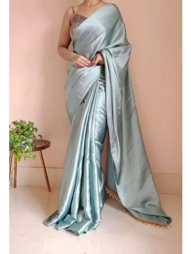     			Samai Pack of 1 Satin Solid Saree With Blouse Piece ( SkyBlue )