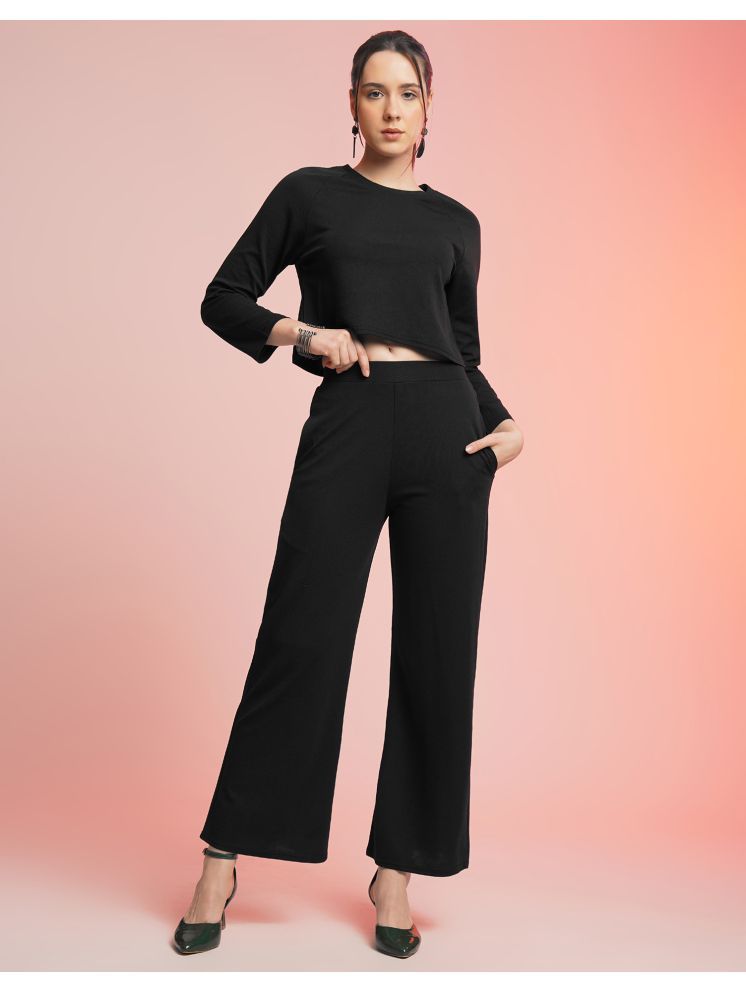     			Selvia Black Solid Pant Top Set