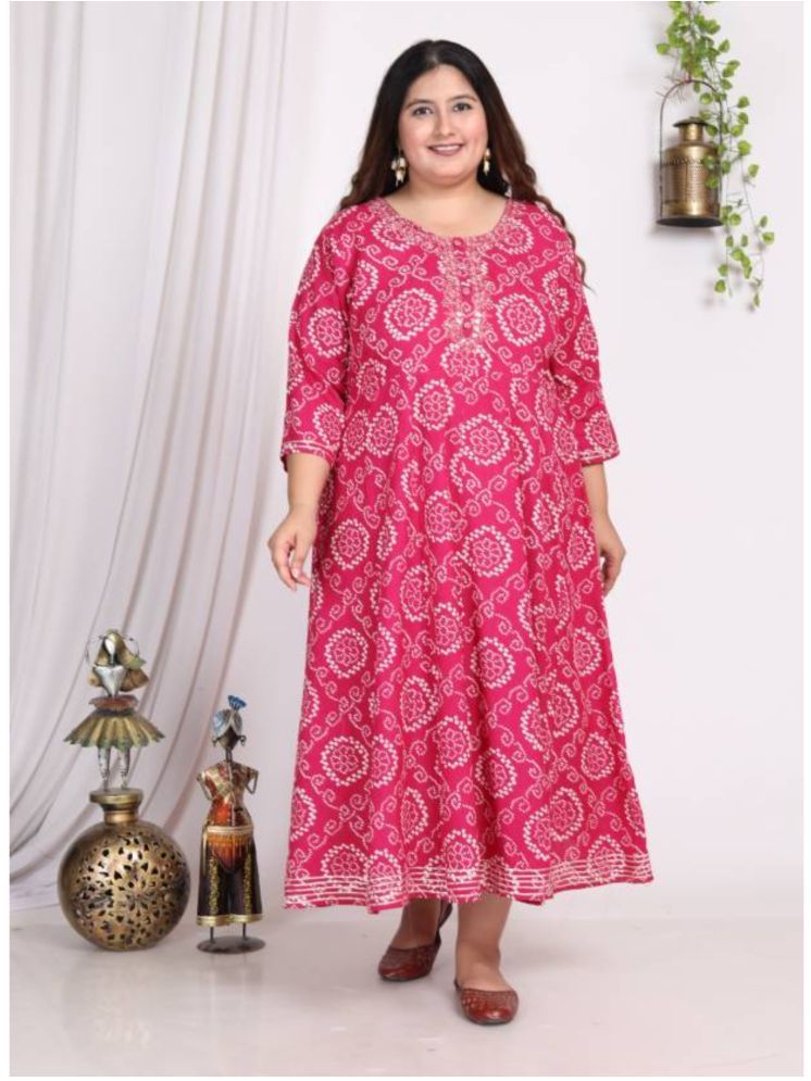     			Swasti Pink Flared Cotton Blend Women's Stitched Ethnic Gown ( Pack of 1 )