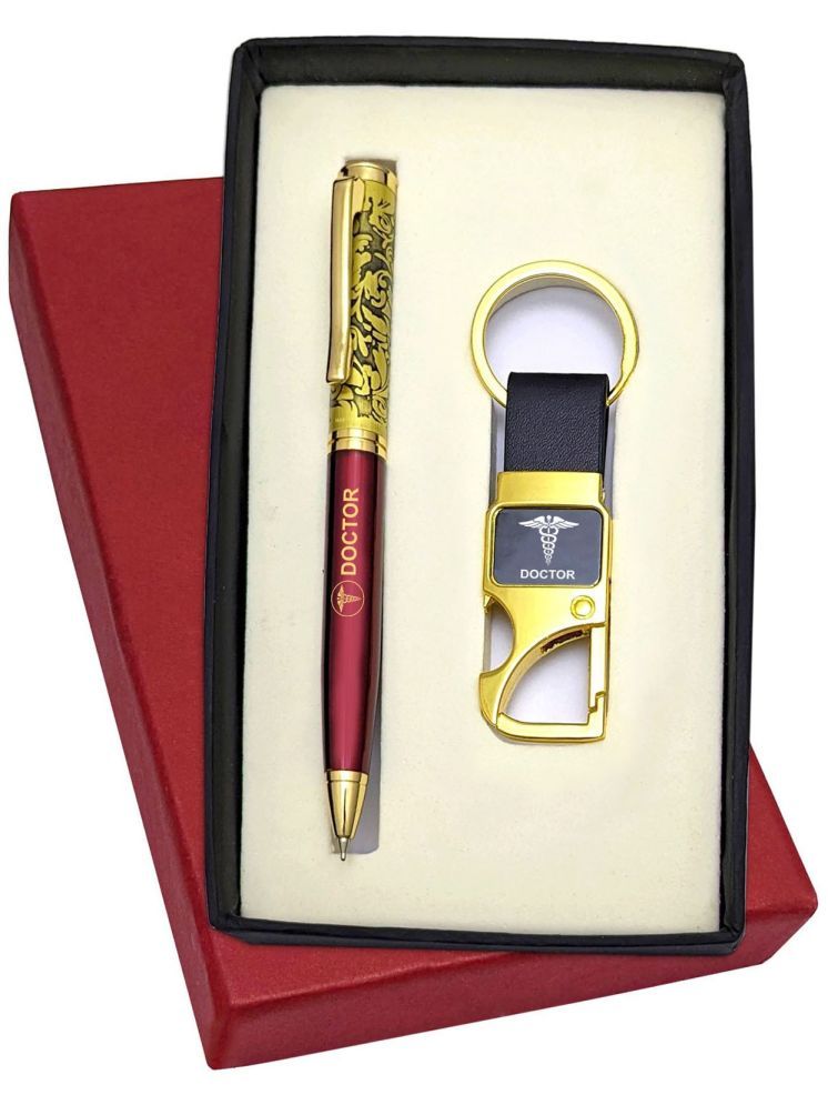     			UJJi Doctor Logo Antique Design Cap Maroon Colour Pen with Multi Use Keychain Pen Gift Set