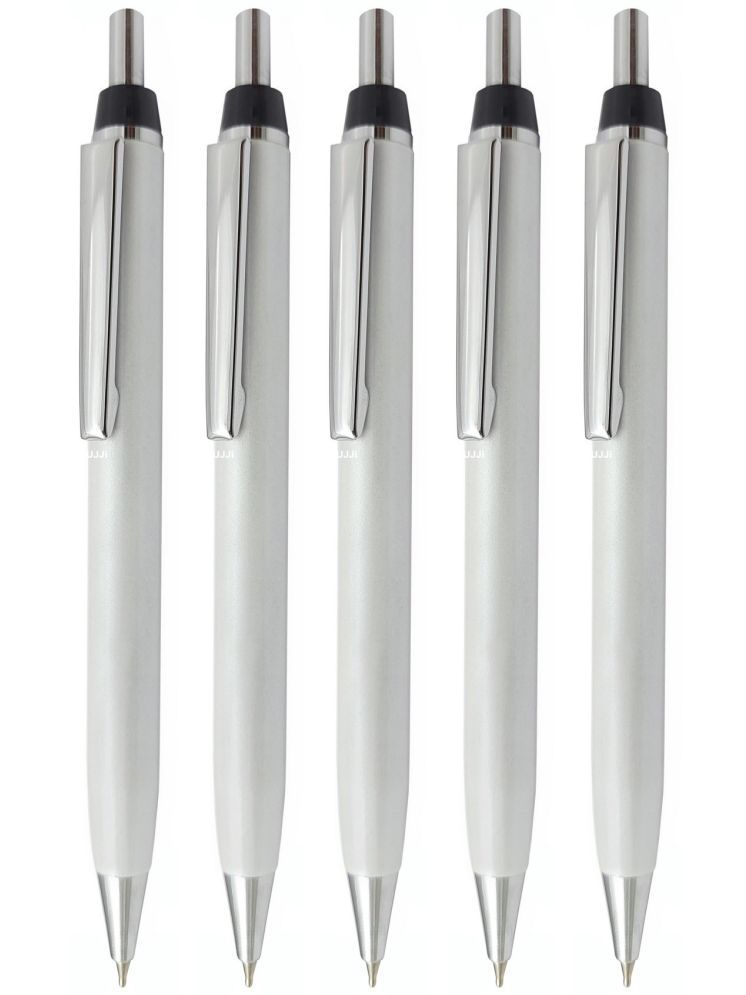     			UJJi White Colour Pen Click Mechanism with Chrome Part Retractable Ball Pen