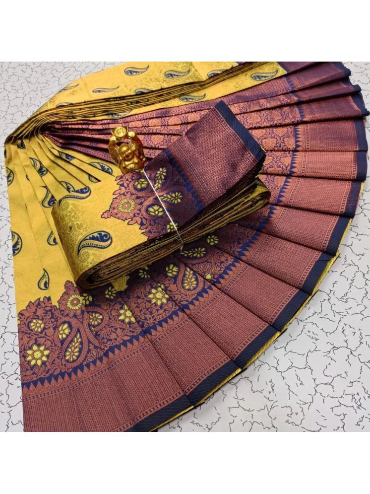     			fab woven Pack of 1 Art Silk Woven Saree With Blouse Piece ( Yellow )