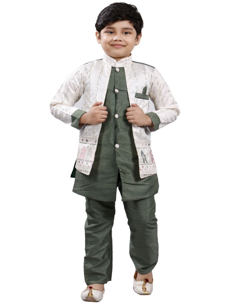     			s muktar garments Boys Cotton Blend Abstract - Pattern Kurta Pant Set ( Green , Pack of 1 )