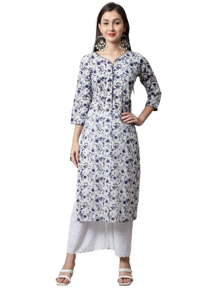     			wonder weave Pack of 1 Cotton Printed Straight Women's Kurti - ( Multicolor )