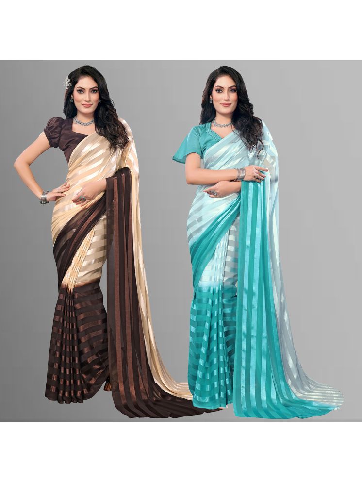     			ANAND SAREES Pack of 2 Satin Striped Saree With Blouse Piece ( Multicolor )