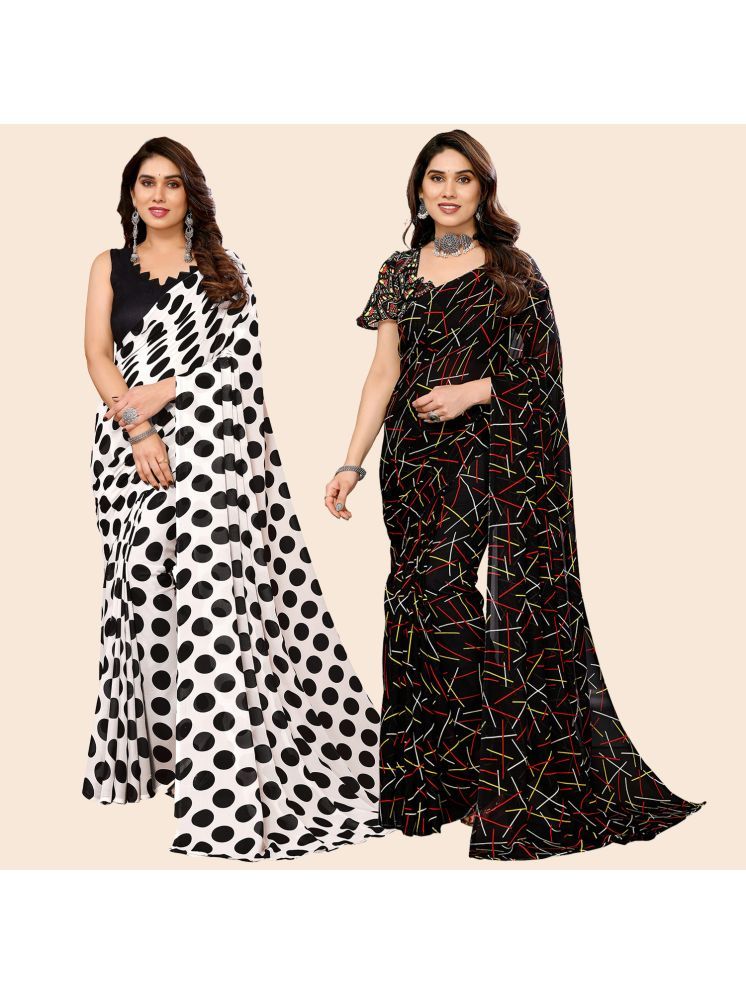     			ANAND SAREES Pack of 2 Georgette Printed Saree With Blouse Piece ( Multicolor )